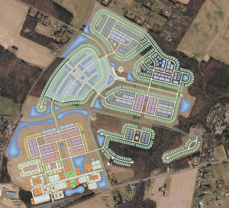 The revised Cool Spring Crossing site plan includes a mixture of 1,922 housing units and more than 400,000 square feet of commercial space. GEORGE, MILES, BUHR GRAPHIC